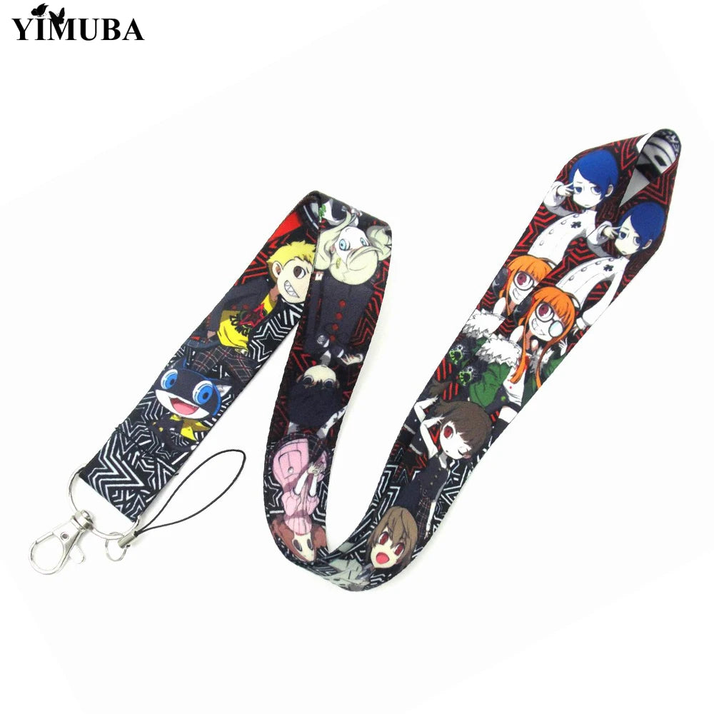 YIMUBA Persona 5 Lanyards Anime Keychain Anti-lost Mobile Phone Neck Strap ID Card Badge Holder Webbing Ribbon Keyring Hang Rope