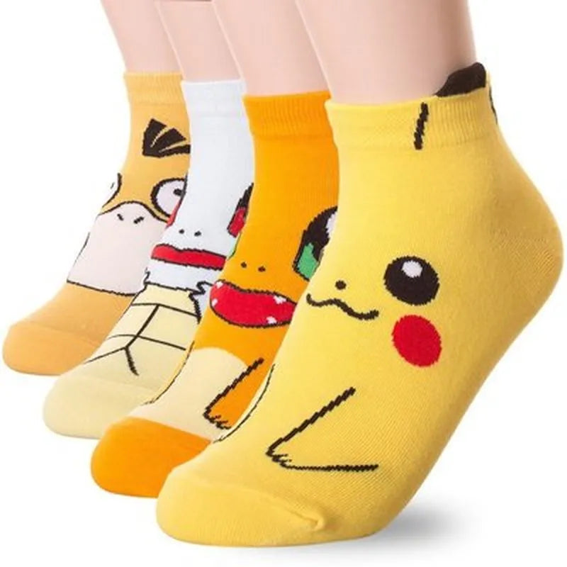 Pokemon Cute Anime Figures Psyduck Pikachu Sock for Children Go Cosplay Props Accessories Socks Print Cartoon Ankle Sock Short