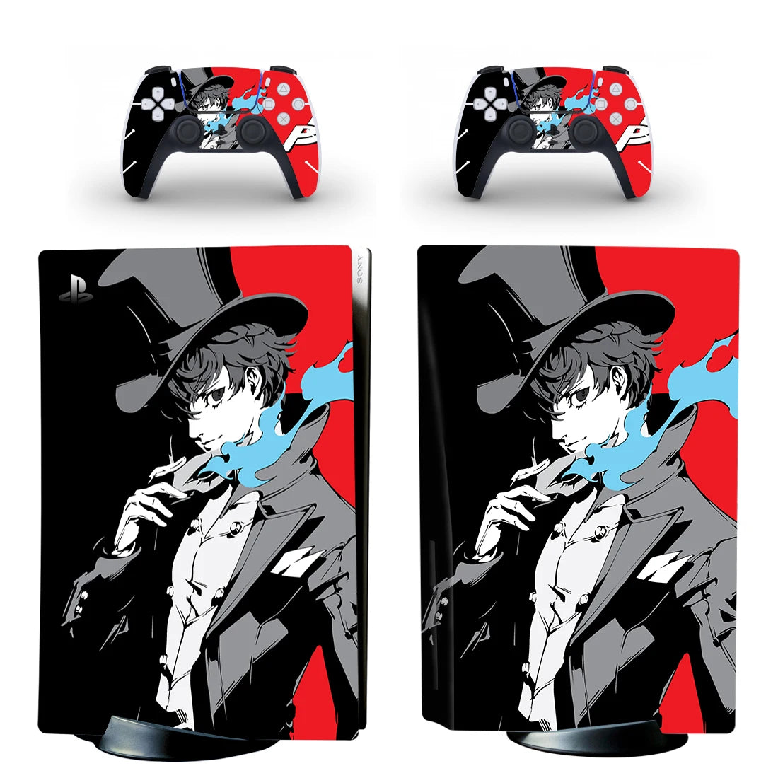 Persona 5 PS5 Standard Disc Skin Sticker Decal Cover for PlayStation 5 Console and 2 Controllers PS5 Disk Skin Vinyl