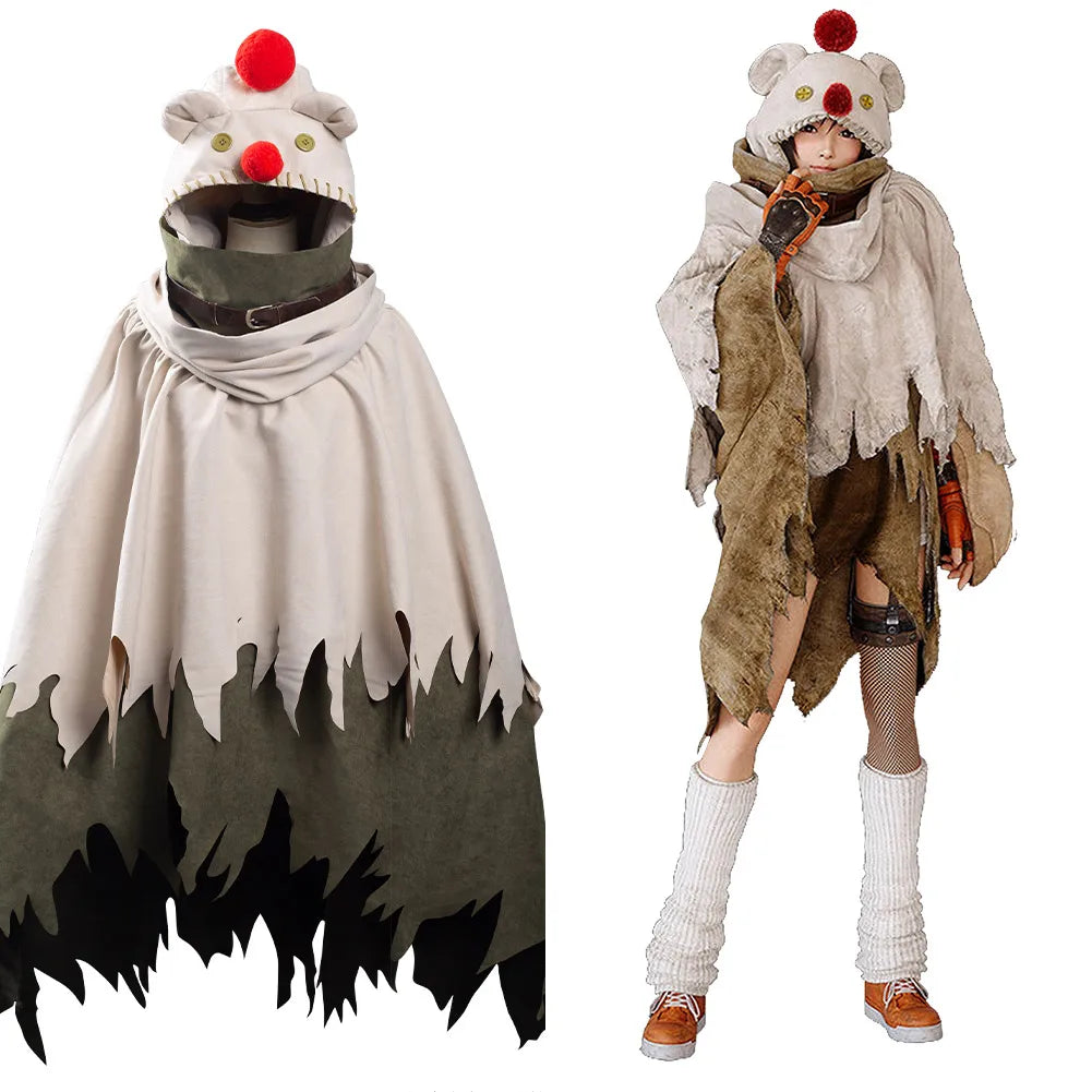 Final Fantasy VII Remake Intergrade Yuffie Kisaragi Cosplay FF12 Moogle Cape Costume Halloween Carnival Hooded Coap Scarf