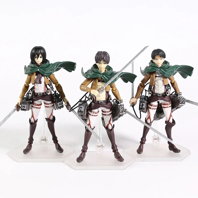 Attack on Titan Figma Eren Jaeger 207 Mikasa Ackerman 203 Levi Ackerman 213 PVC Action Figure Collectible Model Toy