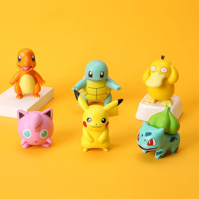 6 unids/set Pokemon Pikachu figuras de Anime Charmander Psyduck Squirtle Jigglypuff Bulbasaur juguete de alta calidad modelo niños mejores regalos