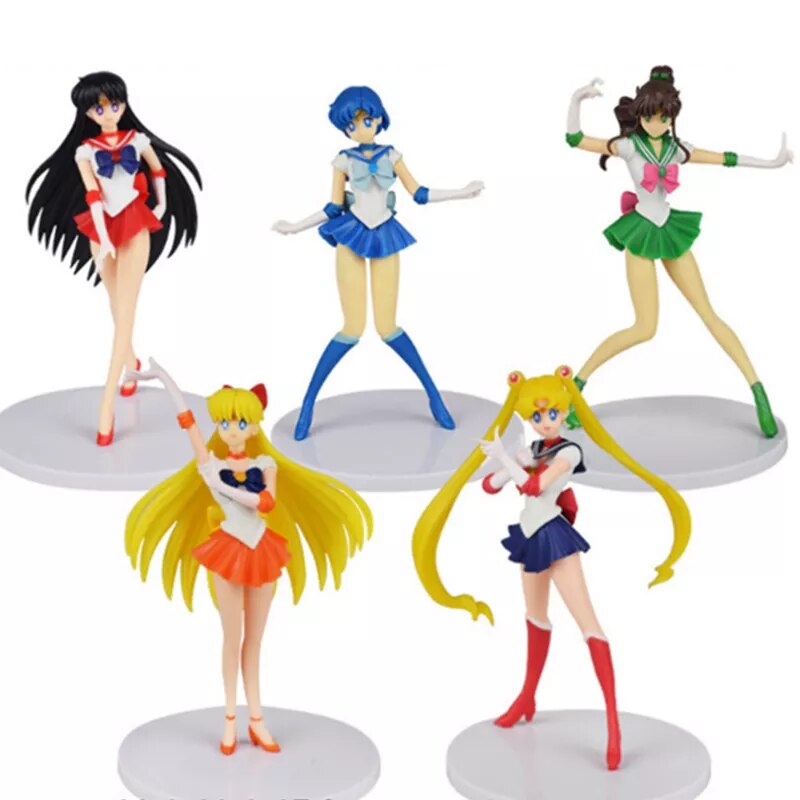 5pcs Set Sailor Moon Action Figures Model Toy Tsukino Usagi Tuxedo Mask Venus Anime Collection Decoration Cartoon Doll For Gift