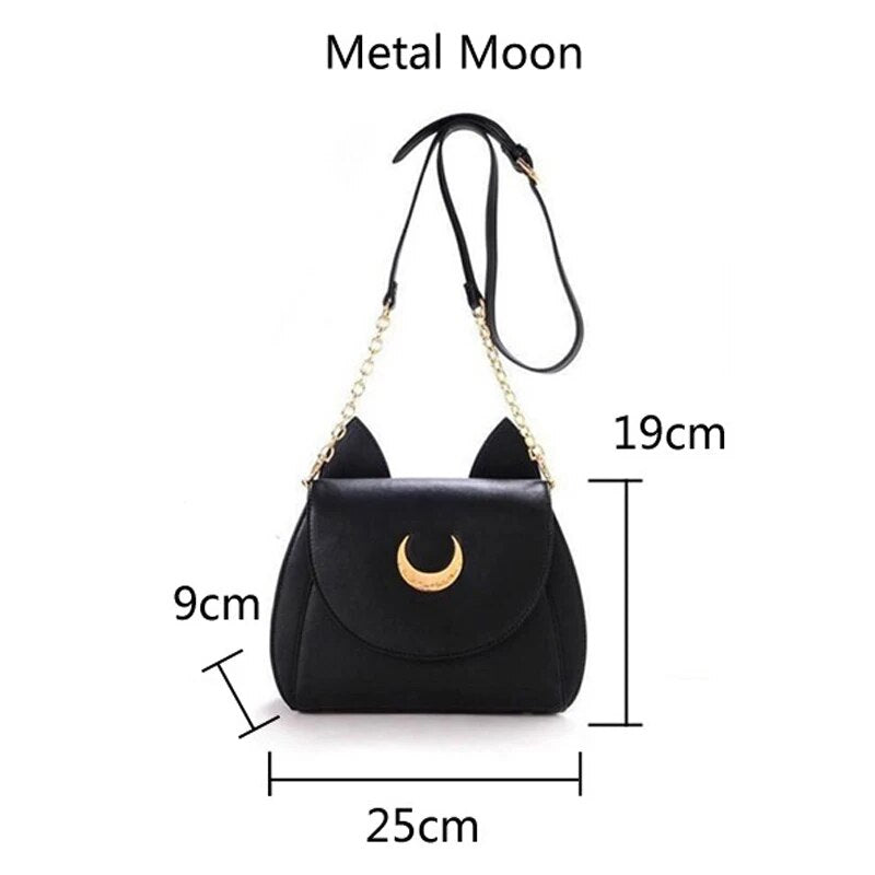 MSMO bolso de hombro blanco/negro Sailor Moon Luna/Artemis bolso de cuero de gato Luna para mujer bolso bandolera con cadena pequeño