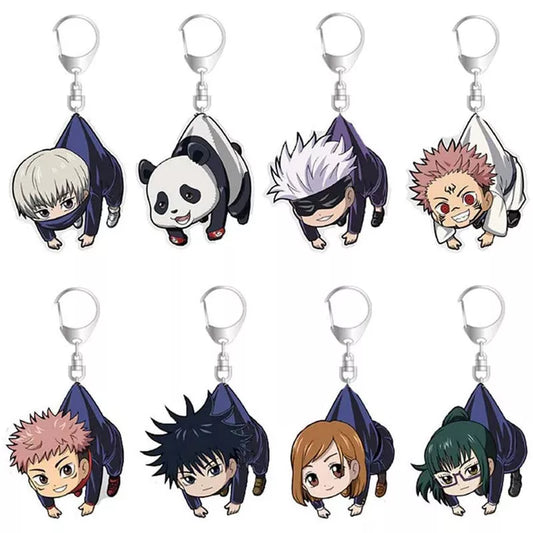 Anime Jujutsu Kaisen Key Chain Acrylic Cartoon Figure Yuji Itadori Kugisaki Nobara keychains Metal Holder Key Ring Jewelry Gifts