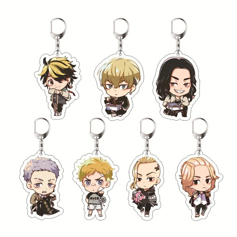 Anime Tokyo Avengers Cosplay Keychain Tokyo Revengers Q Version Manjiro Ken Takemichi Hinata Atsushi Chibi Key Chain Ring Props