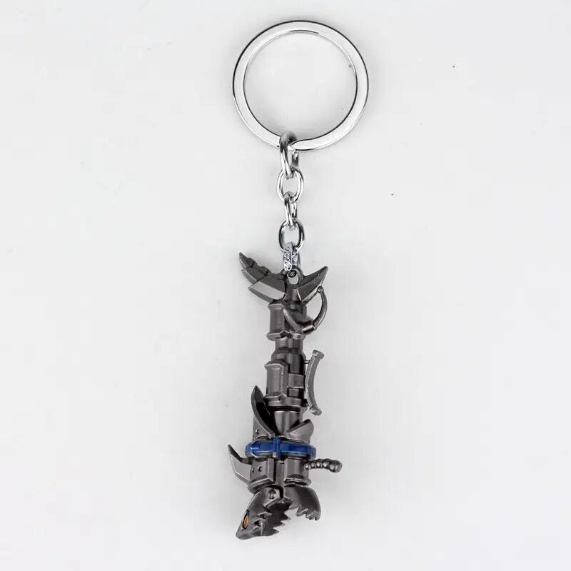 Game LOL Keychain League of Legends Jinx cannon Keyring Iron Solari Leona Teemo Weapon Pendant Key Chain Metal Buckle Jewelry