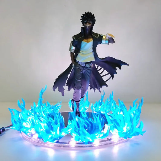 Figuras de My Hero Academia Anime Dabi escena de fuego azul DIY Led PVC juguete 17cm Boku no Hero Academia Dabi estatua figuras de acción muñeca