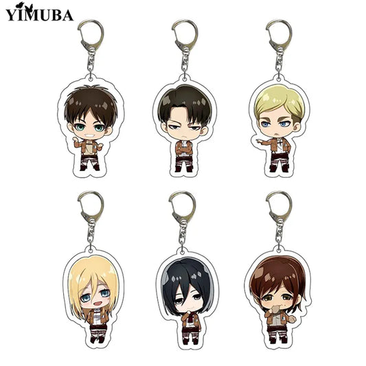 Llavero acrílico con estampado de dibujos animados de Attack on Titan Q, llavero con colgante de figuras de Anime, joyería para disfraz, regalo para amigos