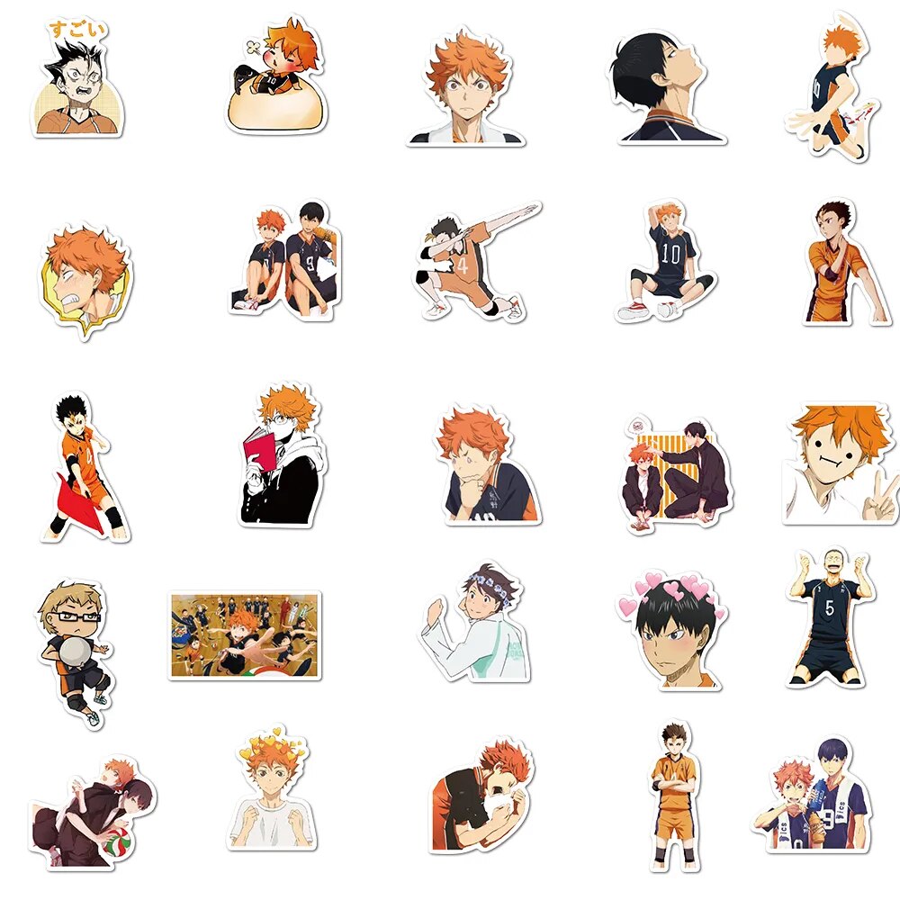 10/50/102 Uds Japón Anime dibujos animados TV Haikyuu pegatinas para ordenador portátil bicicleta guitarra monopatín decoración pegatinas impermeables