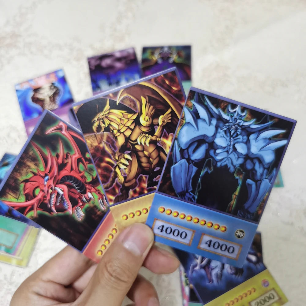 100pcs Yu-Gi-Oh Anime Style Cards Blue Eyes Dark Magician Exodia Obelisk Slifer Ra Yugioh DM Classic Proxy DIY Card Kids Gift