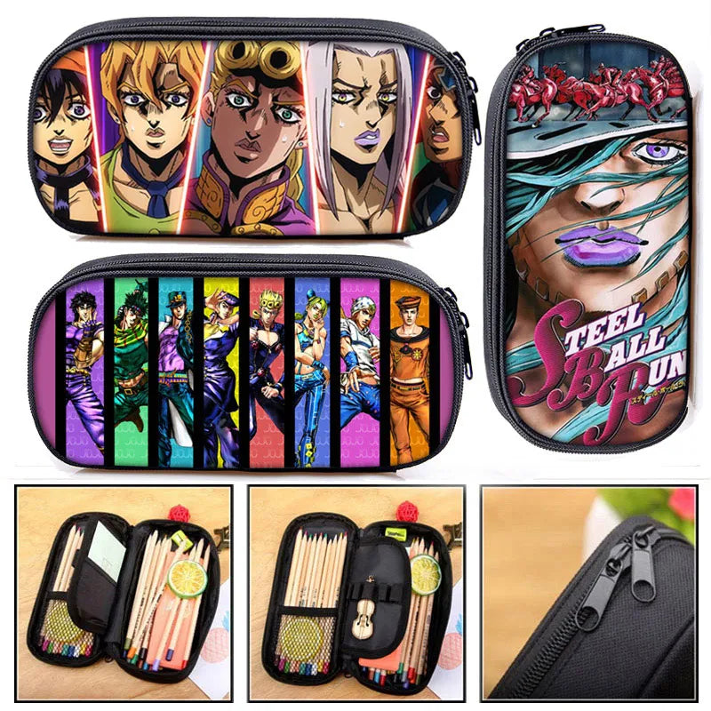 Estuches de cosméticos de Anime Jojo Bizarre Adventure/Killer Queen, portalápices, bolsa de papelería para niños y niñas, estuche para útiles escolares, bolsas