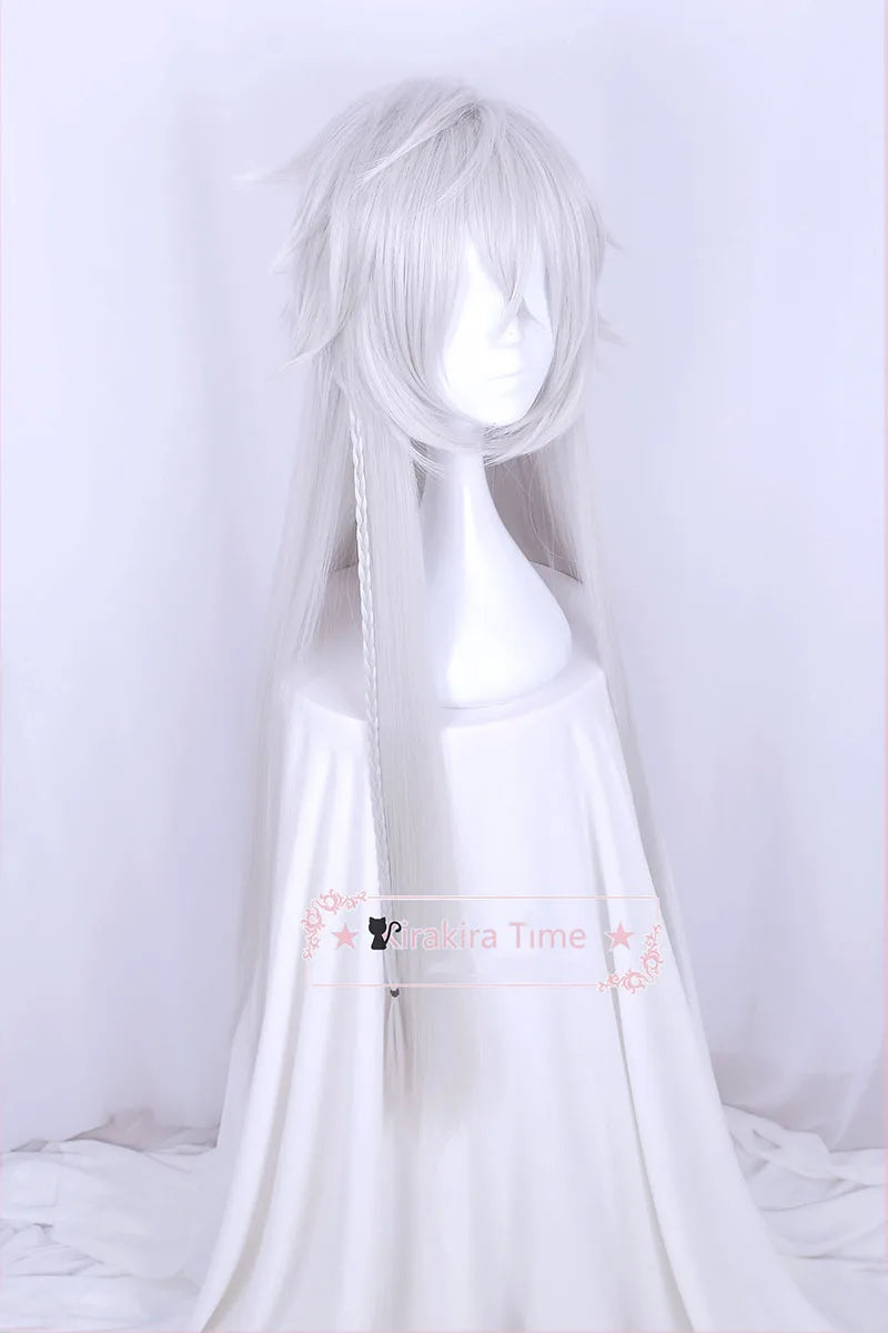 Black Butler Kuroshitsuji Under Taker Wig Undertaker 110cm Long Silver Heat Resistant Synthetic Hair Cosplay Wig + Wig Cap