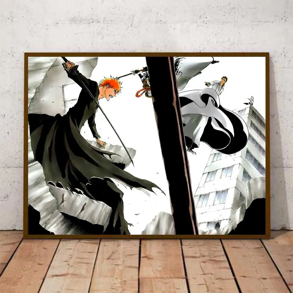 Japan Anime Ho Bleach Kurosaki Ichigo Poster wall art Canvas Art Wall Pictures For Boy Kids Room Living Bedroom Decoration