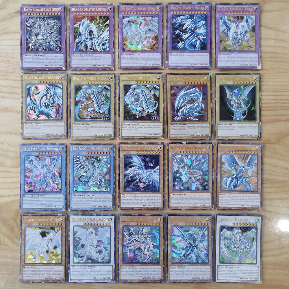 Yugioh Cards with Tin Box Yu Gi Oh Card 72PCS Holographic English Version Golden Letter Duel Links Game Card Blue Eyes Exodia