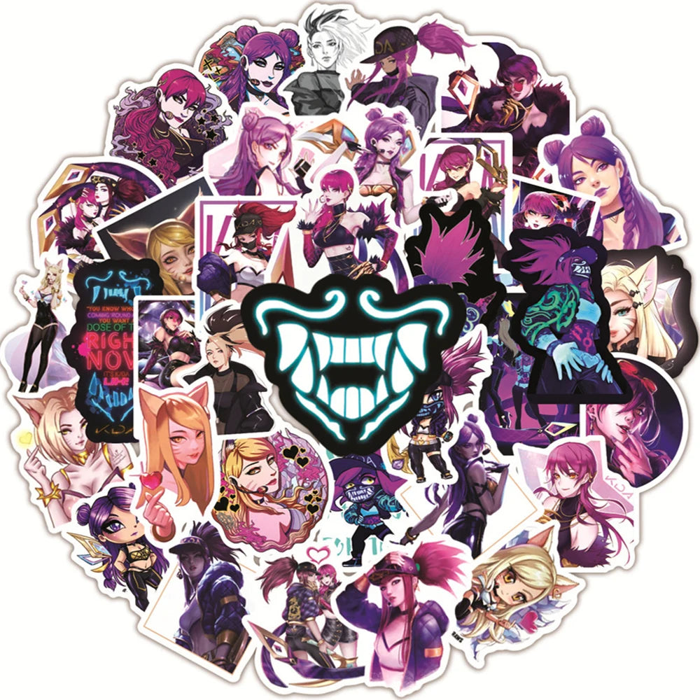 10/30/50PCS Game LOL KDA Anime Stickers for Laptop Water Bottle Skateboard Scrapbooking  Waterproof Kids Decal Sticker Packs