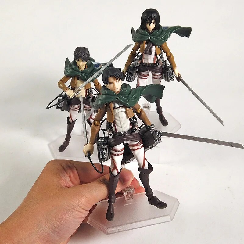 Figura de acción de Attack on Titan Figma Eren Jaeger 207 Mikasa Ackerman 203 Levi Ackerman 213 en PVC, juguete de modelos coleccionables