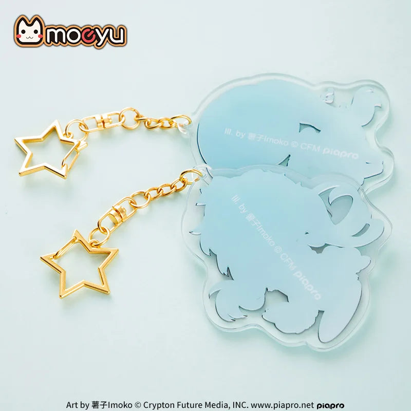 Moeyu Hatsune Keychain Pendant Anime Vocaloid Miku Key Chains Acrylic Cute Cosplay Figure Metal Key Ring Cartoon Hanging Rope