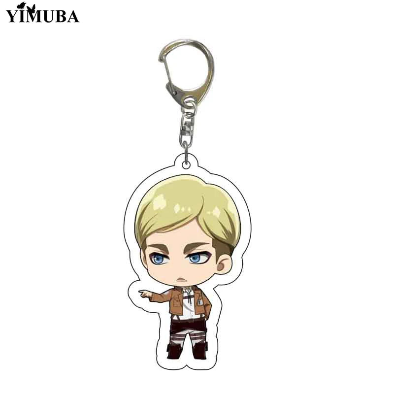 Llavero acrílico con estampado de dibujos animados de Attack on Titan Q, llavero con colgante de figuras de Anime, joyería para disfraz, regalo para amigos