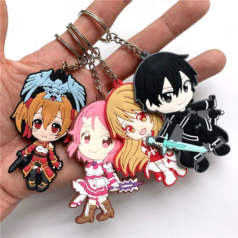 Anime Sword Art Online SAO Key Lanyard ID Badge Holder Phone Neck Strap with Fashion Key Chain Keychain Charms Accessories Gift