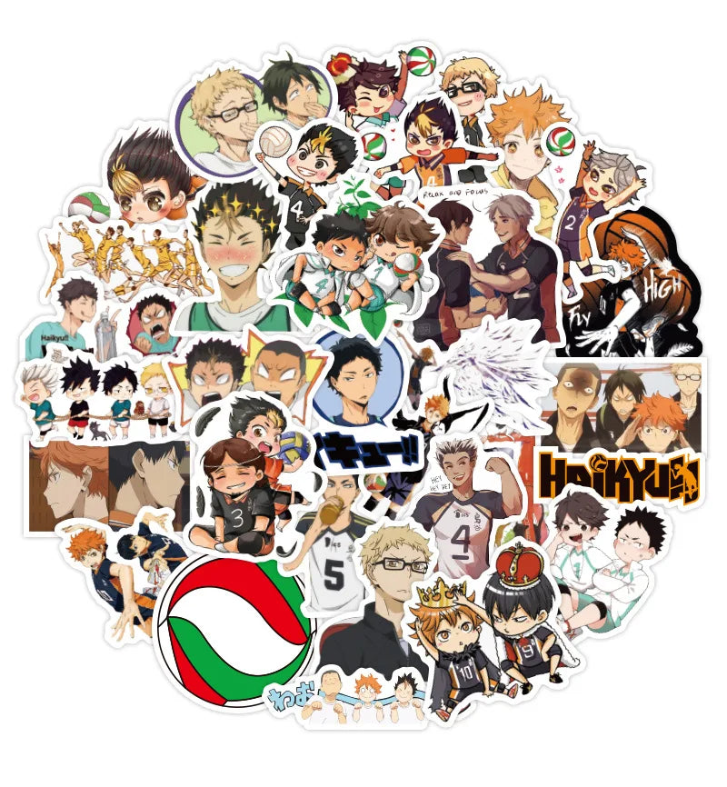 10/50Pcs Haikyuu!! Stickers Japanese Anime Sticker Volleyball for Decal on Guitar Suitcase Laptop Phone Fridge Motorcycle Car