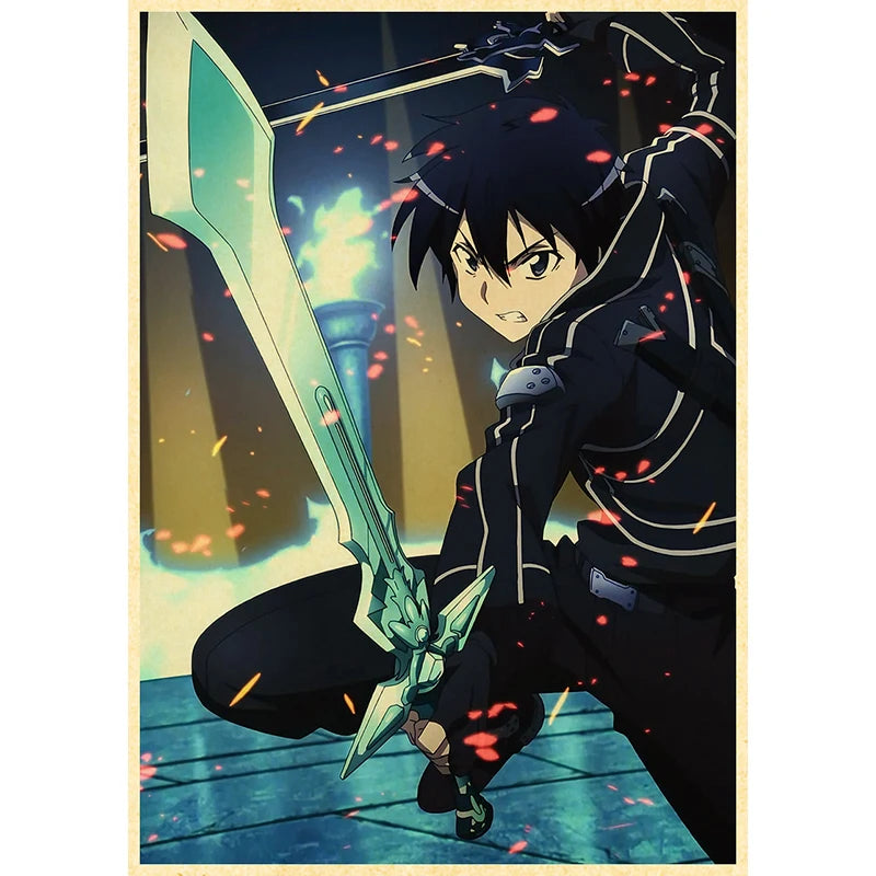 Anime Poster Sword Art Online Kraft Paper Vintage Posters Home Room Art Wall Stickers 4K High Quality