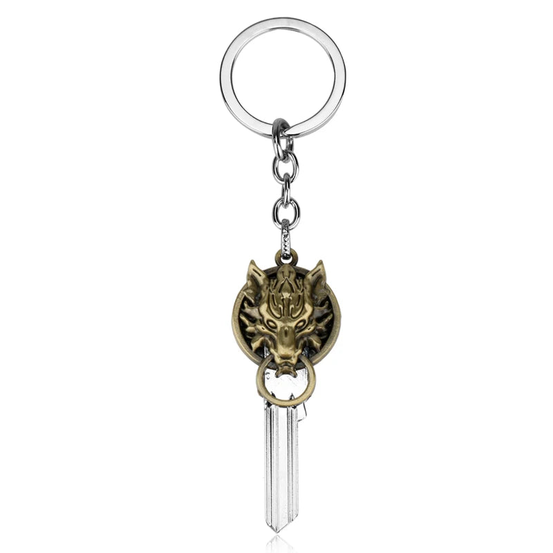 Game Final Fantasy Keyring Keychain Vintage Gothic Wolf Head Key Chain Key Holder Animal Wolf Key Pendant Key Ring Jewelry