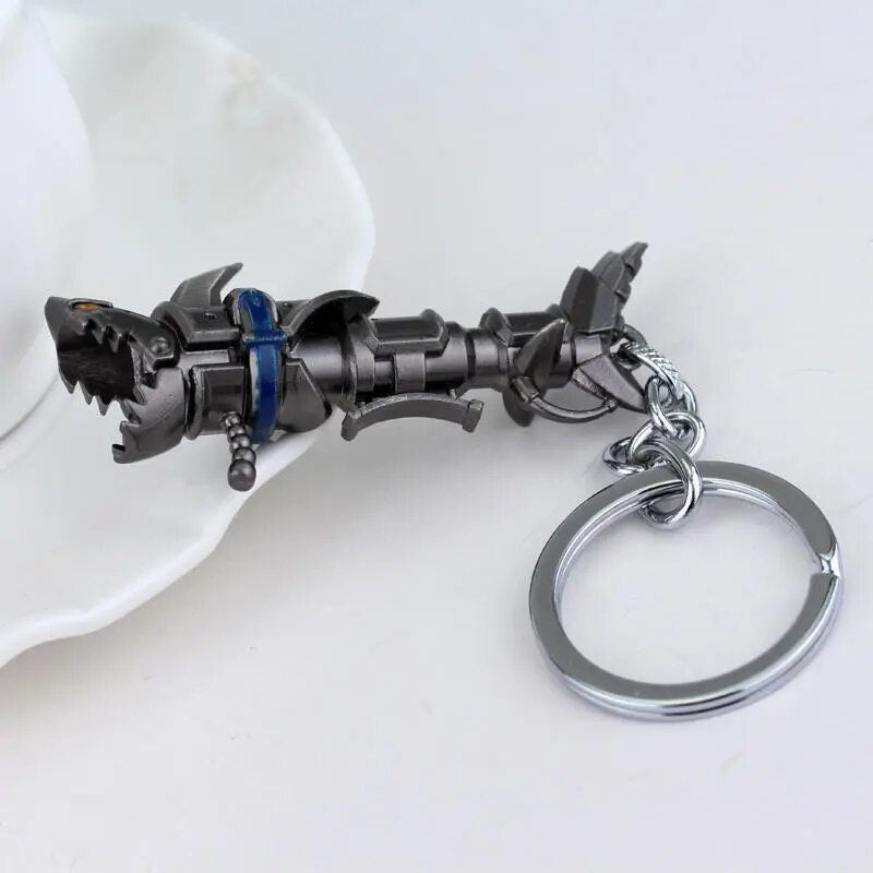 League of Legendes Jinx Cannon Keychain Runaway Loli Metal Key Chain For Car Key Pendant Necklace Jewelry Friends Fans Gift