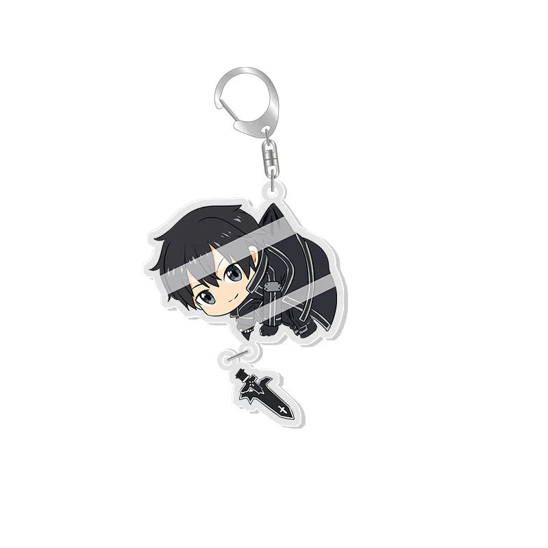 Sword Art Online Keychain Kirito Asuna Yuuki Asuna Asada Shino Q Version Lovely Pendant Key Chain Backpack Bag Charm Toy Keyring