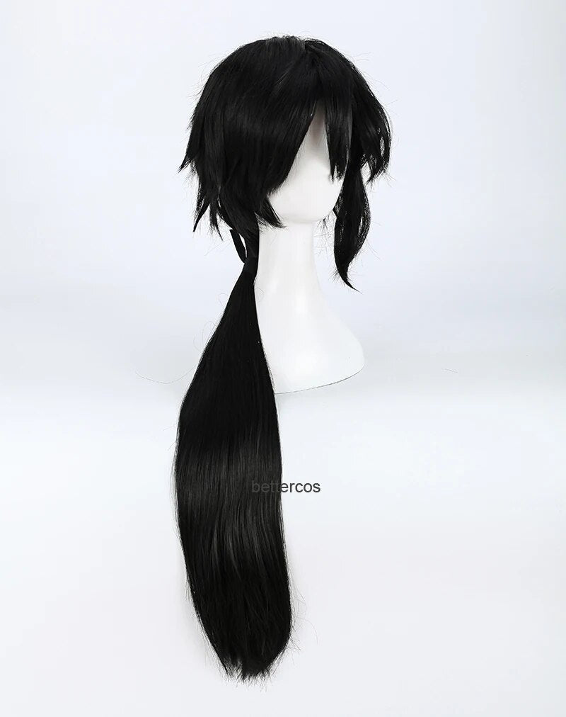 RWBY WIKI Lie Ren Cosplay Wigs Long Black And Red Heat Resistant Synthetic Hair Wig + Wig Cap