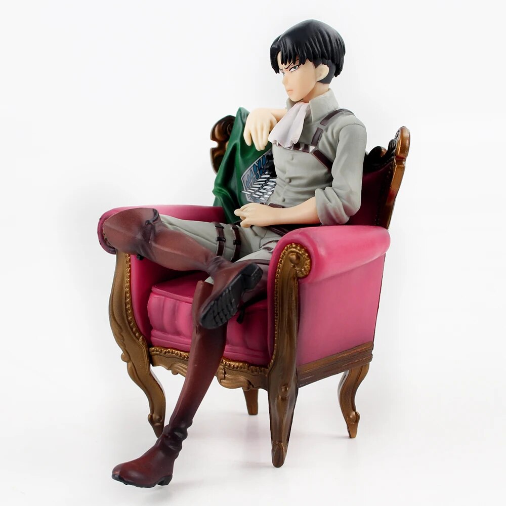 Figura de ataque a los Titanes Levi Ackerman de 13cm, figura de Anime Solider Levi, silla para dormir Ver. Figura de acción de PVC de juguete