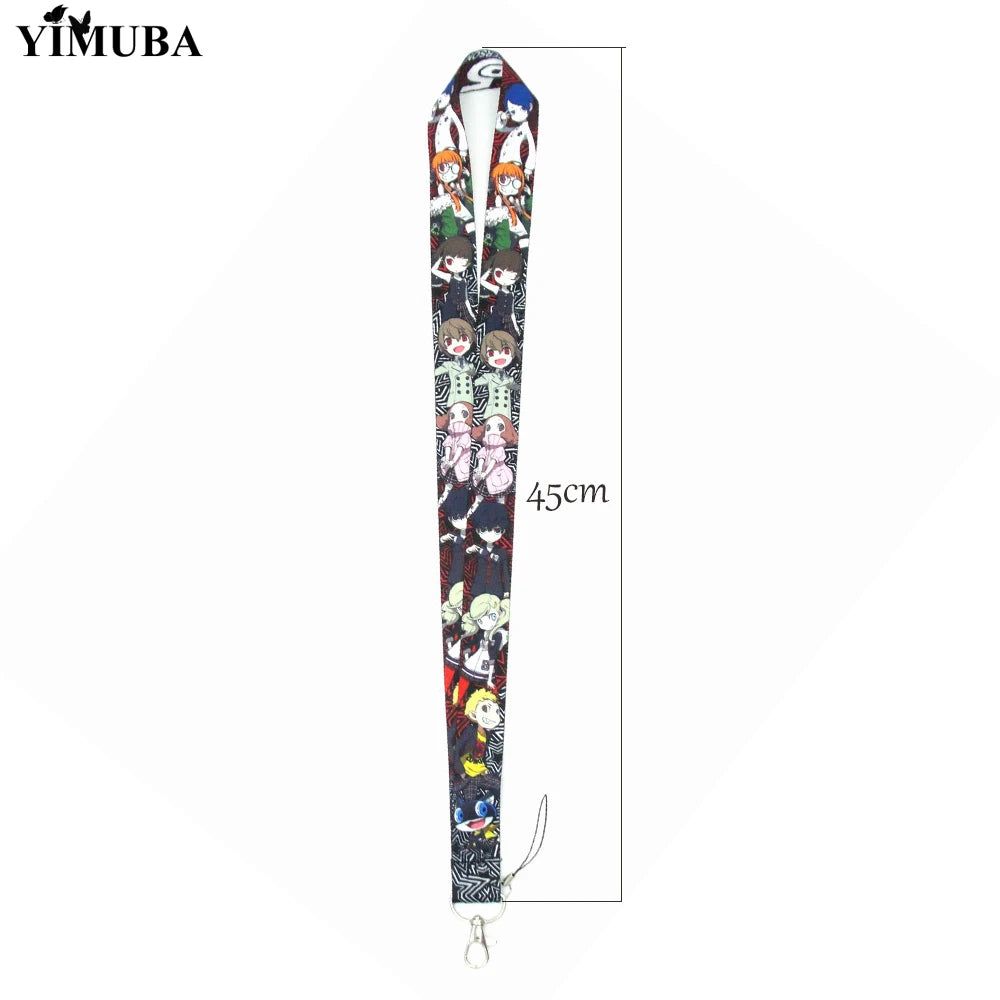 YIMUBA Persona 5 Lanyards Anime Keychain Anti-lost Mobile Phone Neck Strap ID Card Badge Holder Webbing Ribbon Keyring Hang Rope