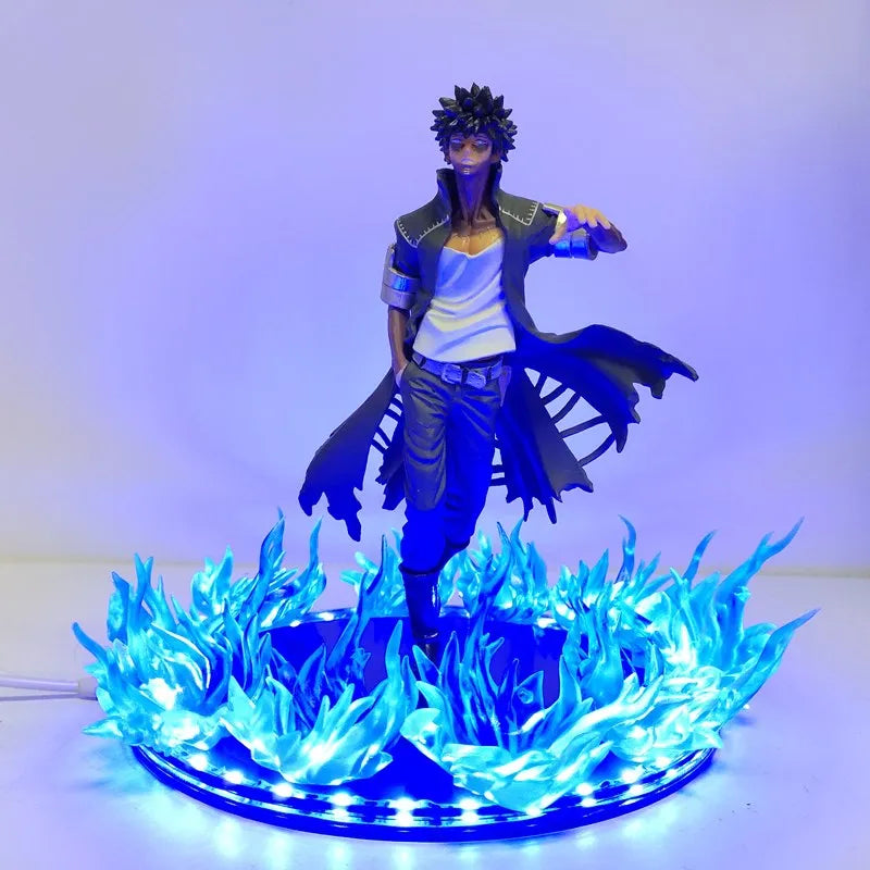 Figuras de My Hero Academia Anime Dabi escena de fuego azul DIY Led PVC juguete 17cm Boku no Hero Academia Dabi estatua figuras de acción muñeca