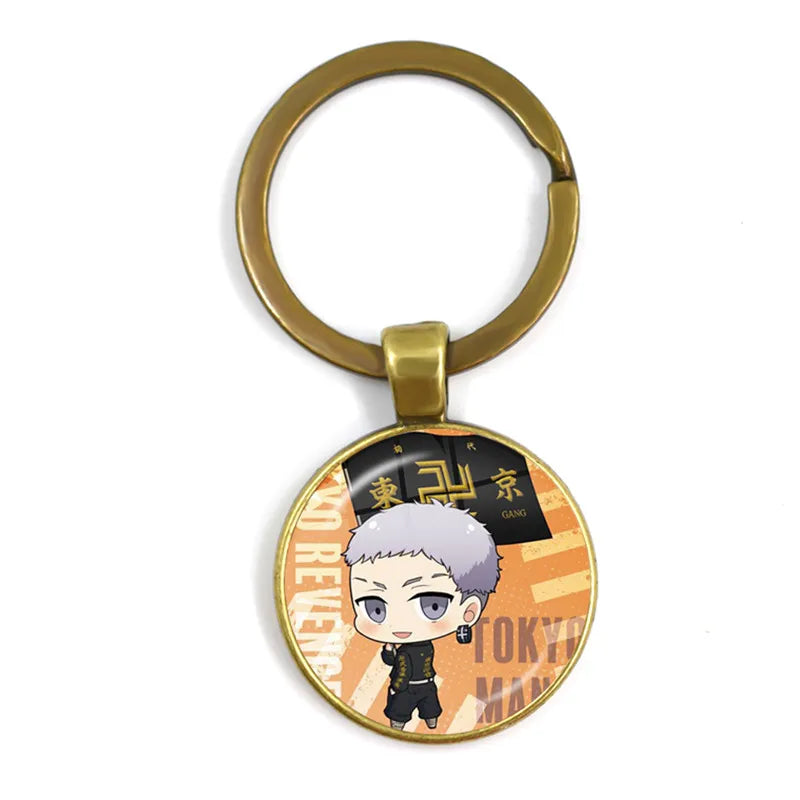 Tokyo Avengers Keychain Man Glass Anime Key Chain Women Key Ring Cute Kids Pendant High Quality Key Holder Brelok