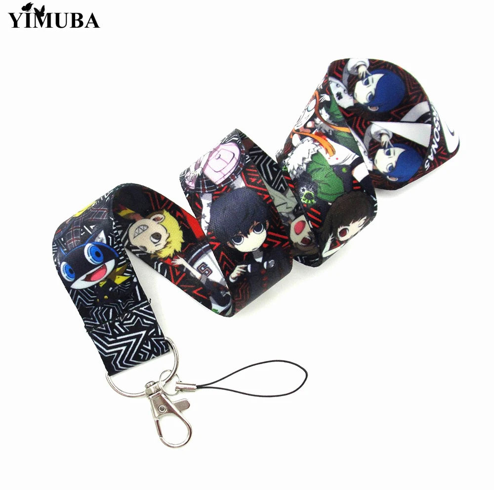 YIMUBA Persona 5 Lanyards Anime Keychain Anti-lost Mobile Phone Neck Strap ID Card Badge Holder Webbing Ribbon Keyring Hang Rope