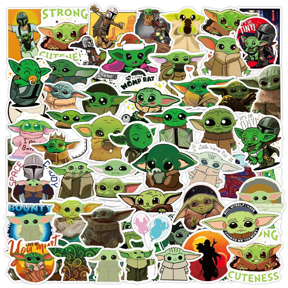 Baby Yoda Stickers Disney 50Pcs Anime Star Wars Waterproof Skateboard Luggage Laptop Marvel Guitar Decals Kids Sticker Toys