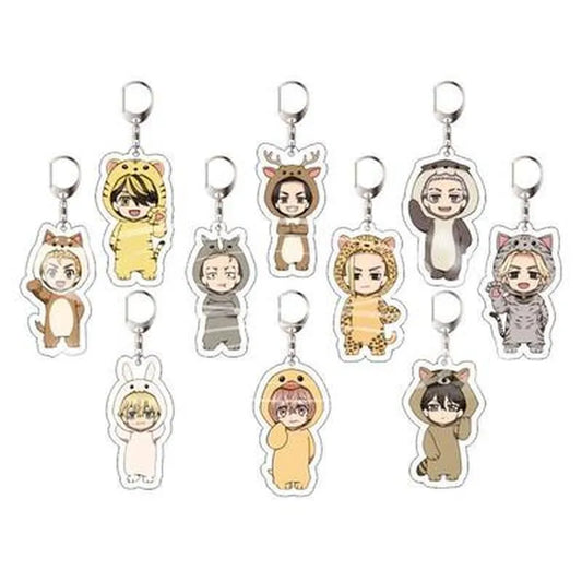 Tokyo Avengers Keychain Cosplay Cute Q Version Cartoon Print Acrylic Key Ring Holder Bag Charm Classic Anime Jewelry Teens Gift