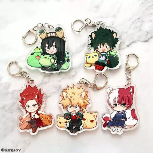 Anime My Hero Academia Keychain Todoroki Shouto Cosplay Double Sided Transparent Acrylic Key Chain Cute Funny Jewelry Fans Gift