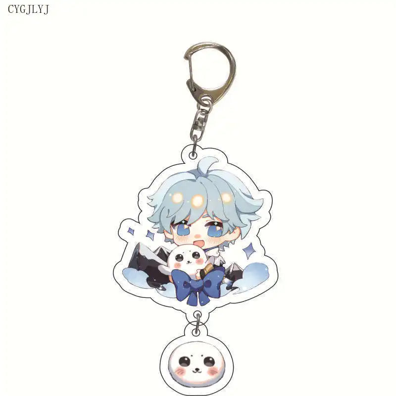 Anime Genshin Impact Zhongli Diluc Venti Paimon Keychain Base Acrylic Stands Keyring Gift For Men Women Bag Keyring Jewelry Gift