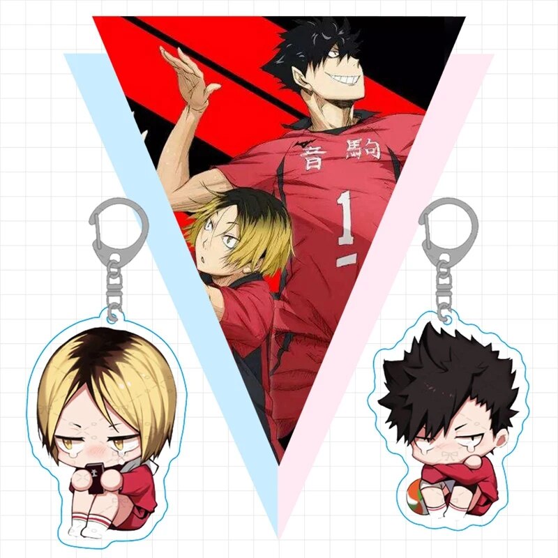 High Quality Haikyuu! Anime Volleyball Boy Japan Acrylic Rubber Keychain Cute Cartoon Funny Crying Face Key Ring Pendant