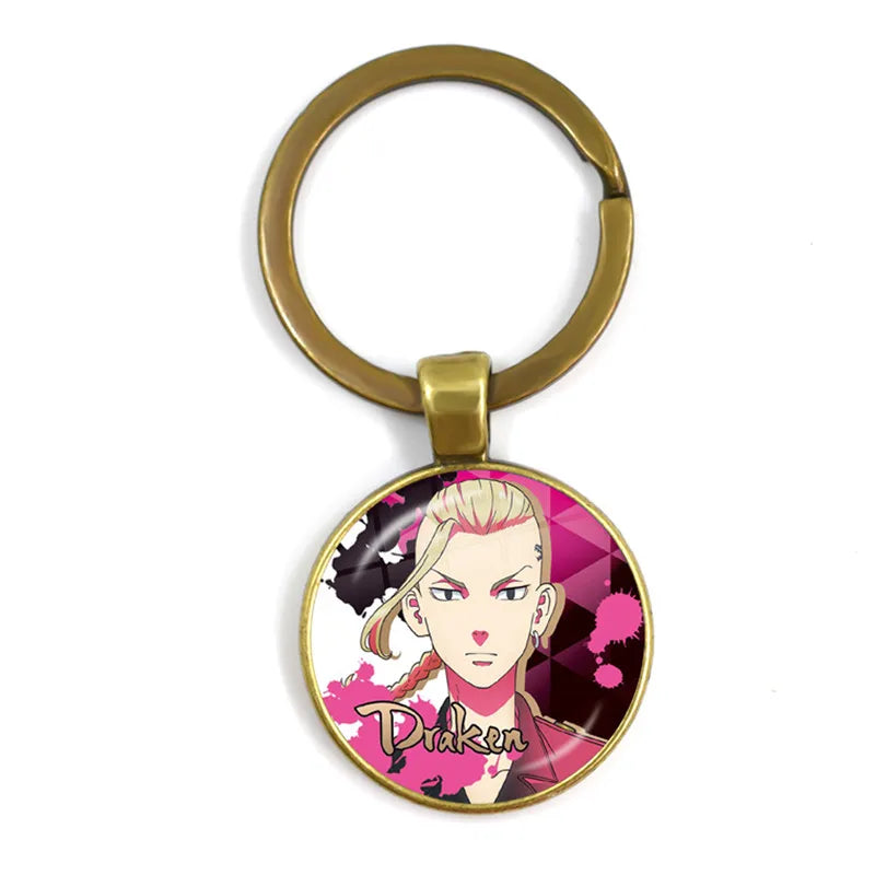 Tokyo Avengers Keychain Man Glass Anime Key Chain Women Key Ring Cute Kids Pendant High Quality Key Holder Brelok