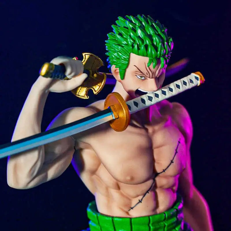 One Piece Anime Figure Fantasy GK Roronoa Zoro Santoryu Double Headed Pvc Action Figure Collection Model Toys Statue Decoration