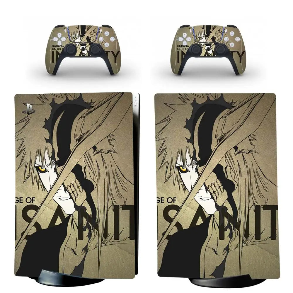 Anime Bleach PS5 Digital Edition Skin Sticker Decal Cover for PlayStation 5 Console and 2 Controllers PS5 Skin Sticker Vinyl