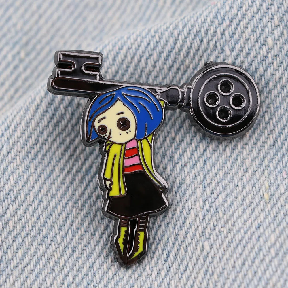 Coraline Enamel Pin Lapel Pins for Backpacks Brooches on Clothes Women Cute Jewelry Manga Christmas Gift Anime Accessories