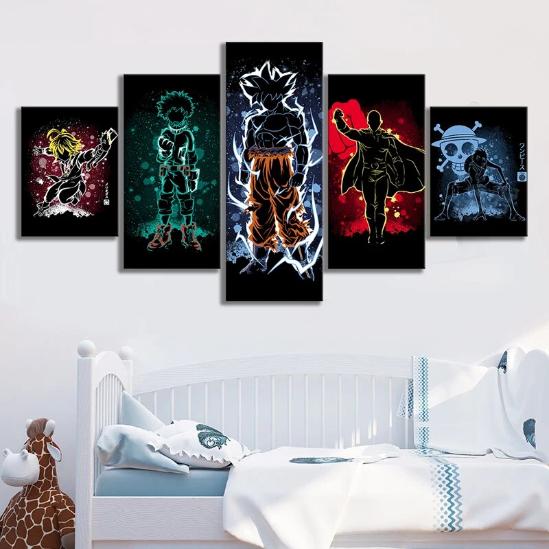 Animated Cartoon Characters Picture Oil Paintings my Hero Academia &fairy Tail &one Punch Man Wall Art