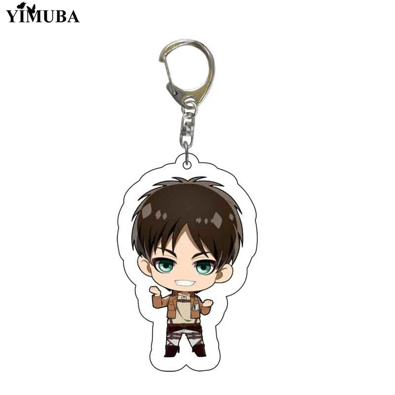 Fashion Attack on Titan Q Version Acrylic Keychain Cartoon Printed Anime Figures Pendant Key Chain Cosplay Jewelry Friends Gift