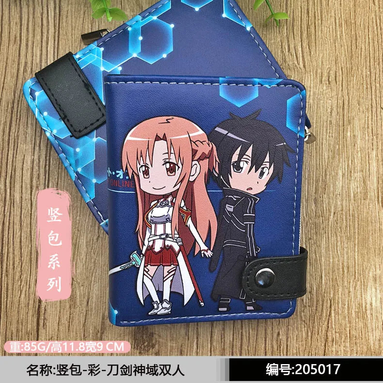 Anime Sword Art Online Short PU Leather Wallet Kirito and Asuna Multi-layer Card Holder Purse