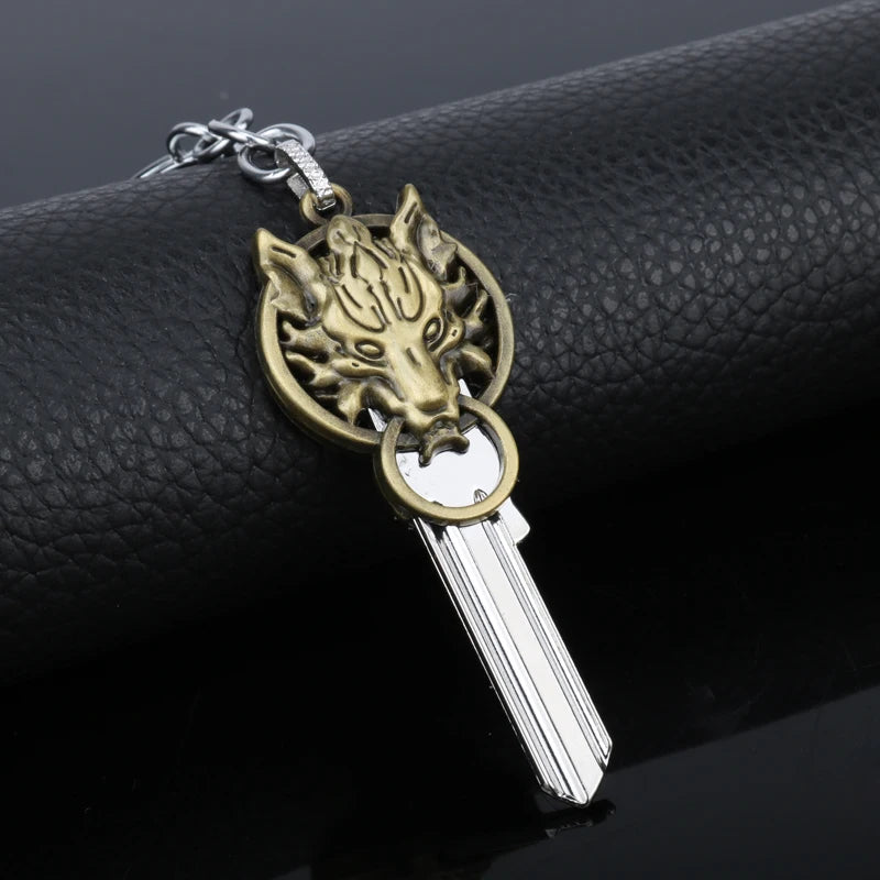 Game Final Fantasy Keyring Keychain Vintage Gothic Wolf Head Key Chain Key Holder Animal Wolf Key Pendant Key Ring Jewelry