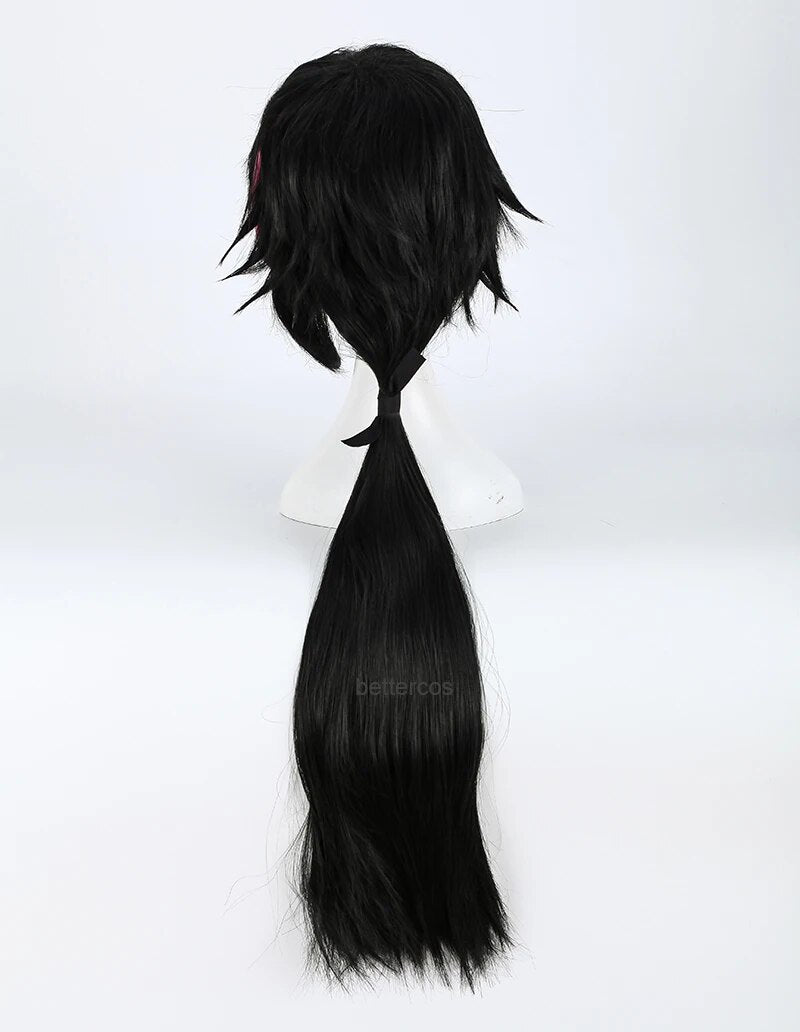 RWBY WIKI Lie Ren Cosplay Wigs Long Black And Red Heat Resistant Synthetic Hair Wig + Wig Cap