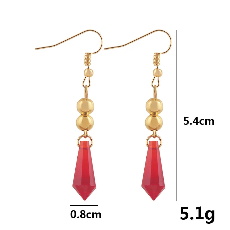 Pendientes Genshin Impact Tartaglia Hu Tao Venti Kaeya Alberich Aether Qiqi Keqing, pendientes colgantes para Cosplay para mujer, joyería con clip para la oreja